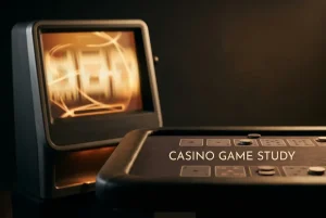 Unbranded gaming study with abstract slot reels and a softly lit table surface